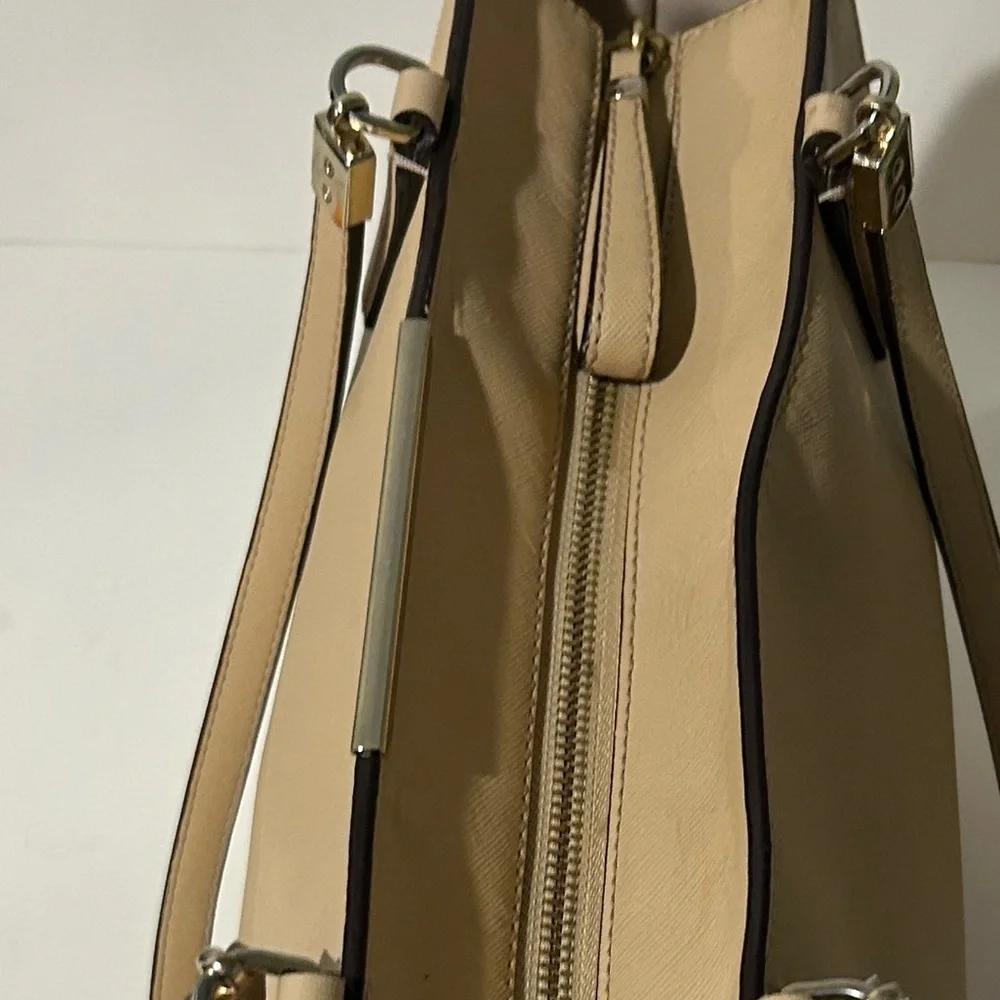 Coach Beige Leather structured Shoulder Bag Everyday work tote - Picture 9 of 11